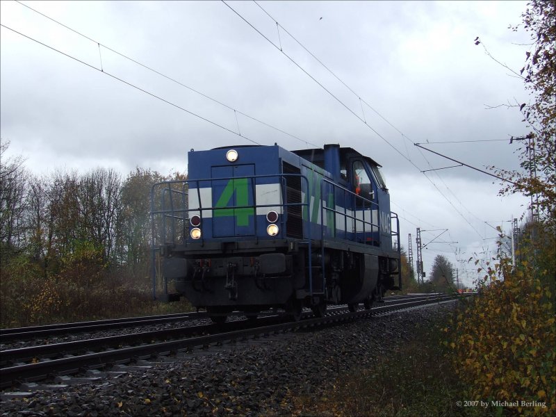 Lok 4 (On Rail 1997/DH1004/1) der NIAG durchf�hrt solo den Gbf Gelsenkichen Bismarck. 6.11.07