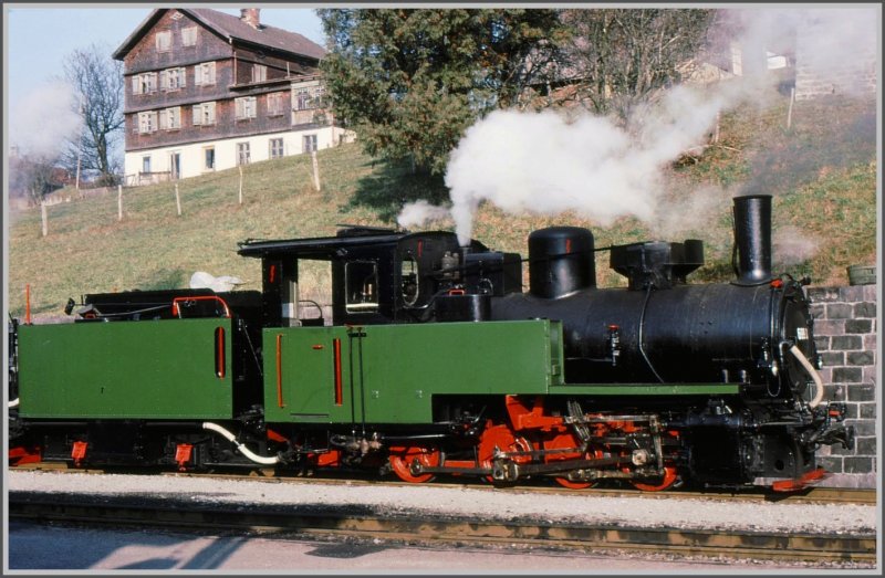 Lok 699.01 bei einer Verschnaufpause in Egg. (Archiv 10/78)