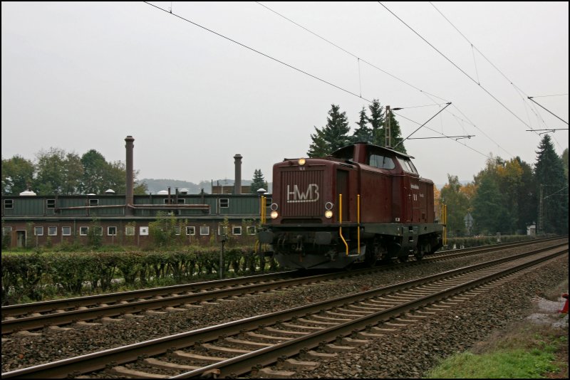 Lok 8 der Hochwaldbahn fhrt Lz Richtung Hagen. Hier bei Hohenlimburg am 10.10.07