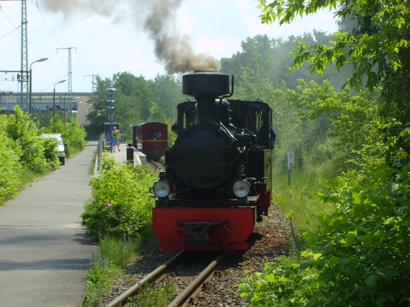 Lok Luise der Berliner Parkeisenbahn am 9.6.2007 im Bahnhof Wuhlheide