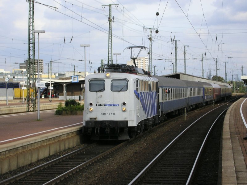 LOKOMOTION 139 177-0 mit DPE 92447 vom Eurostrand Fintel bei der Ausfahrt aus Dortmund Hbf.,Gleis 11 nach Kln Hbf.(04.10.2008)