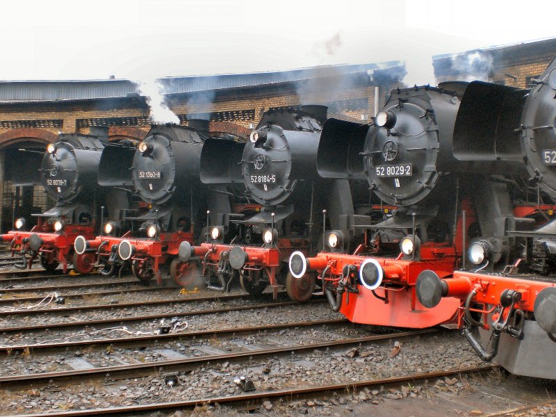 Lokparade der Baureihe 52 am Lokschuppen, ehem. bw Schneweide, 2007
