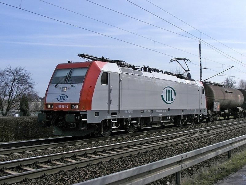 Lokportrt der E 186 181-4 der ITL am 14.3.2009 bei Dresden-Stetzsch.