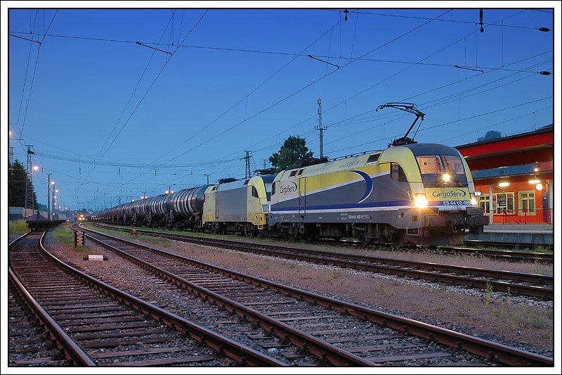 LTE Kesselleerwagenzug G 48431 von Gro� Schwechat nach Koper am 28.5.2008 bei der Ankunft in Kapfenberg, wo der Zug in zwei Teile getrennt wurde.