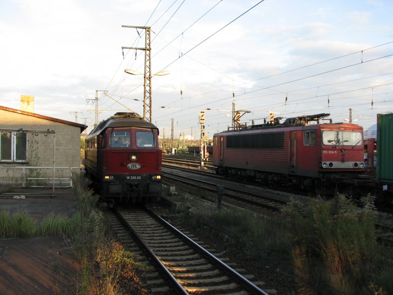 Ludmilla W 232.03 der ITL begegnet 155 004-5 im G�terbahnhof Dresden-Friedrichstadt.20.09.07.