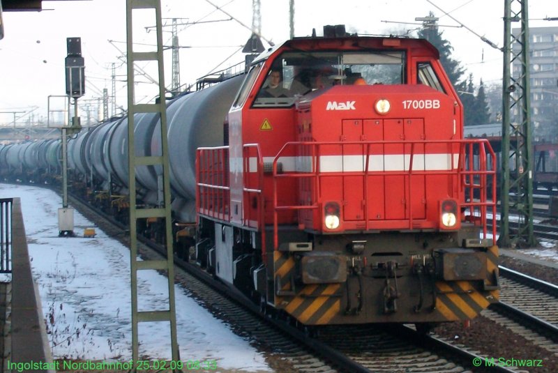 MaK 1700BB DH 703 Hafen und G�terverkehr  K�ln AG am 25.02.09 in Ingolstadt Nordbahnhof gesehen 
