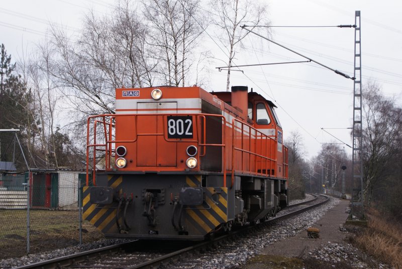 Mak G 1206 RAG 802 als Lz in Recklinghausen Hochlermark am 14.02.2009