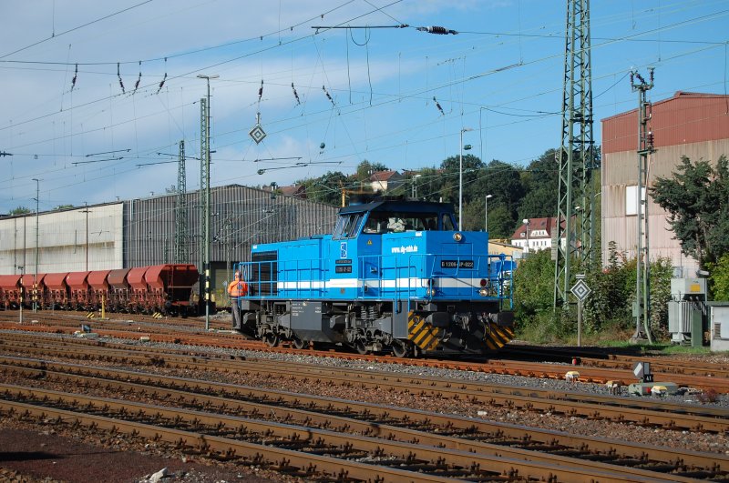 MAK G 1206-SP-022 rangiert am 04.09.07 im Aalener Bahnhof.