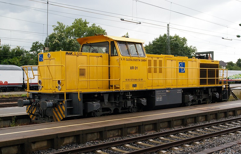 MaK G 1206 der X.R. Gleislogistik GmbH am 23. Juli 2009 abgestellt in Tbingen.