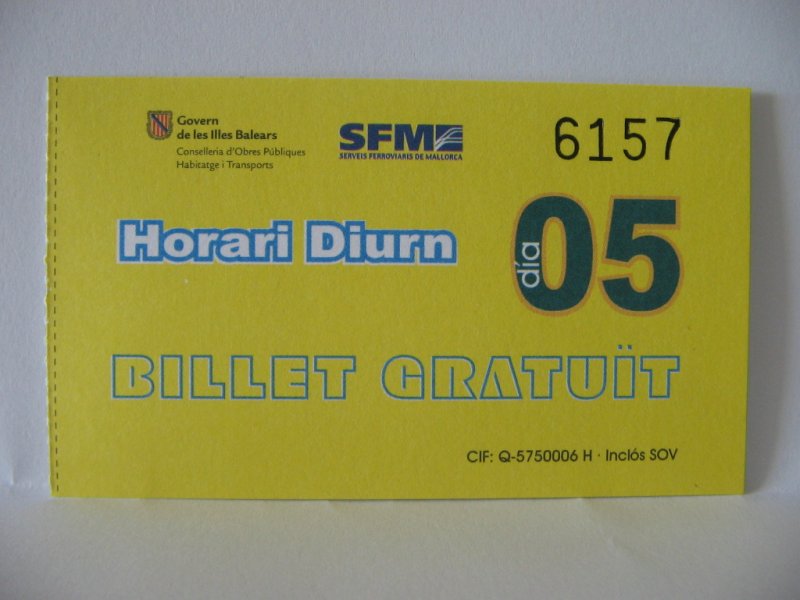Mallorca,Gratis-Ticket fr die Strecke Manacor-Palma zum Tag der Heiligen Drei Knige im Jahr 2005.