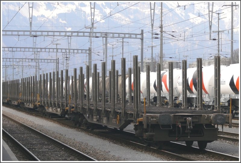 Man kann nur hoffen, dass sich die Wirtschaftslage wieder erholt und diese leeren Wagen in Buchs SG baldmglichst wieder beladen werden. (17.03.2009)