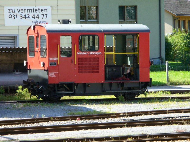 Manver Diesellok Tm 2/2 597 im Bahnhof von Meiringen am 19.08.2006