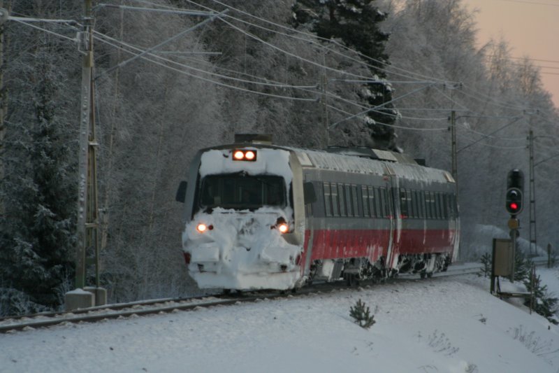 Maskierter NS Bm 9258 auf der Fahrt nach Trondheim am 3.1.2009 in Torpshammar.