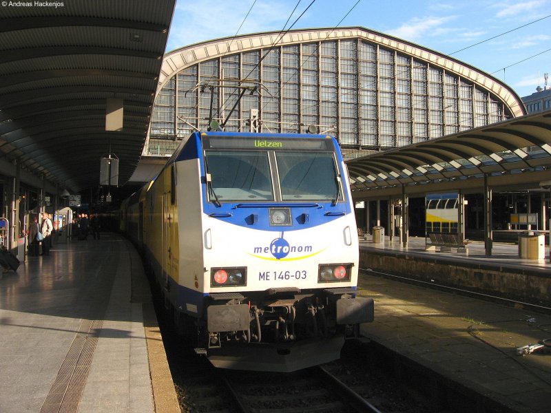 ME 146 03 mit dem ME 80939 nach Uelzen  im Hamburger Hbf 30.3.08