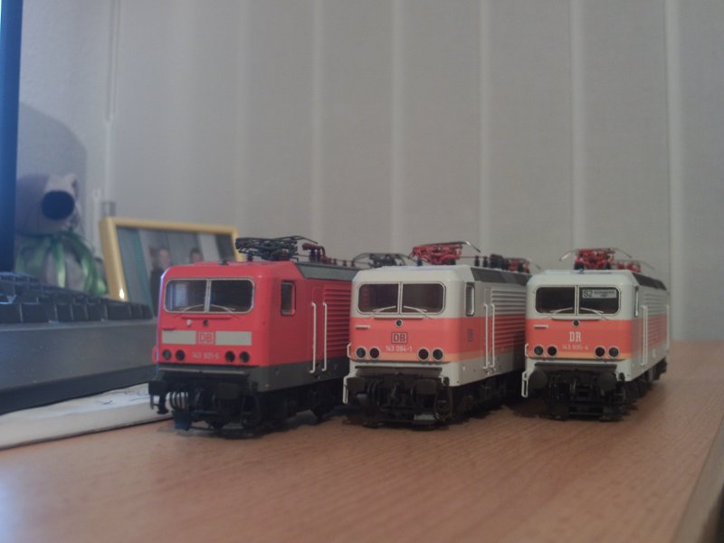 meine 143er! von links: 143 921-6 (DB Regio), 143 094-1 (DB Logo). 143 605-4 (DR Logo)