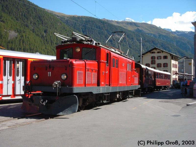 MGB (ex BVZ) HGe 4/4 Nr. 11 in Zermatt, 1.8.2003