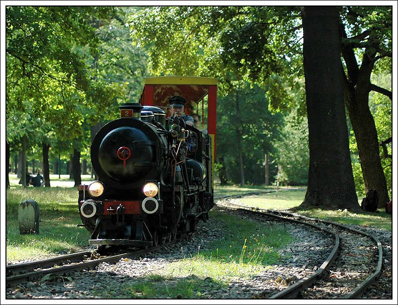 Mit einer Streckenlnge von 3,9 km und einer Spurweite von 381 mm (15 Zoll) zhlt die Liliputbahn nicht nur fr Eisenbahninteressierte zu eine der Attraktionen im Wiener Prater. Die Strecke beginnt bei der Station Prater-Hauptbahnhof, hlt bei der Station Rotunde und Ernst-Happel Station, von wo es dann wieder Richtung Prater-Hauptbahnhof retour geht (wieder mit Halt in der Station Rotunde). Die Fahrzeit betrgt ca. 20 Minuten, was soviel bedeutet, dass pro Stunde in eine Richtung 3 Zge unterwegs sind. Dampflokbetrieb sollte an jeden Samstag, Sonntag und Feiertag sein. Am Foto vom 30.6.2007 befindet sich die 7,2 Tonnen schwere Da2  Brigitte  (Fa. Kraus, Mnchen, Hersteller-Nr. 8442) kurz vor der Haltestelle Rotunde. Sie erreicht mit ihren 22 KW eine Hchstgeschwindigkeit von 30 km/h. 
