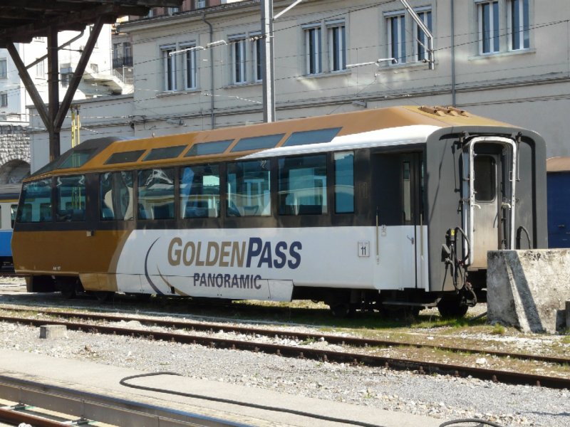 MOB / GOLDEN PASS - Salon Steuerwagen 1 Kl. Ast 117 im Bahnhofsareal von Montreux am 05.04.2008