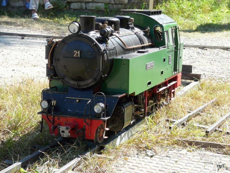 Modelldampflok CHRISTOPH  21 NWE  in Koblenz am Bahnfest 150 Jahre Turgi - Waldshut bei einer Betriebspause Hinter dem DSF Eisenbahndepot 