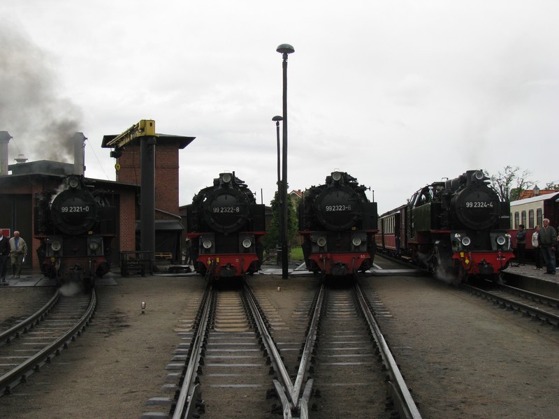 MOLLI-Dampflok´s BR 99 2321-0, 99 2322-8, 99 2323-6 und 99 2324-4 haben Aufstellung zur LOKPARADE, Khlungsborn-West 10.07.2009
