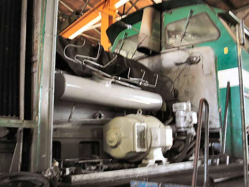 Motoransicht einer V60 der Wismut. Sie stand im Lokschuppen des SEM Chemnitz