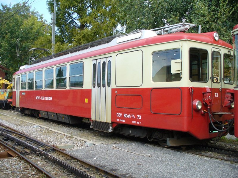 mvr / CEV - Abgestellter Zahnradtriebwagen Beh 2/4 73 im Bahnhof von Blonay am 09.09.2007