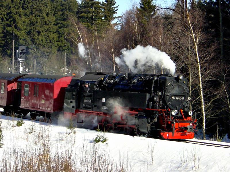 Nach Ausfahrt aus Bhf Drei-Annen-Hohne in Richtung Eisfelder Talm�hle, 22. Februar 2002