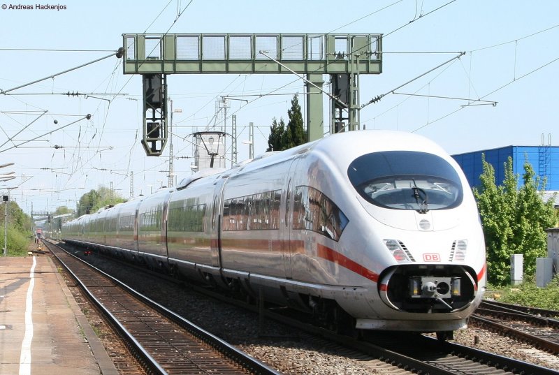 Nachschuss Zweier unbekannter 403er als ICE 508 bei der Durchfahrt Friesenheim(Baden) am 2.5.08