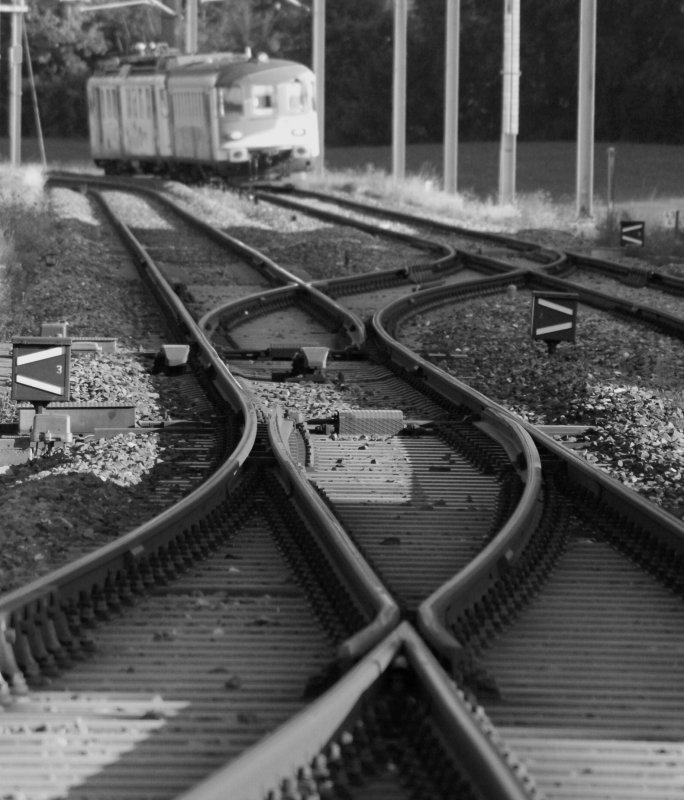 Nicht immer fhrt der gerade Weg ans Ziel.
In Le Day fhrt am 16. Aug. 2009 von Vallorbe der Regionalzug 4211 nach Le Brassus ein. 