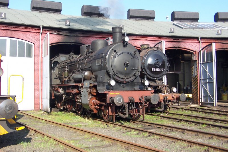 Noch mal P8 und noch mal 50er, und doch ganz anders. Die P8 im Original olivgrnen Anstrich ohne Windleitbleche und die 50 8134 als Vertreter der DR-Umbaulokgattung 50.80, und die P8 unter Dampf.