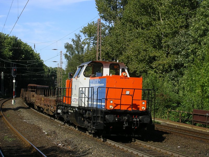 Nordbayrische Eisenbahn 212 197-8 mit Gterzug in Bochum Hamme.(09.09.2008)