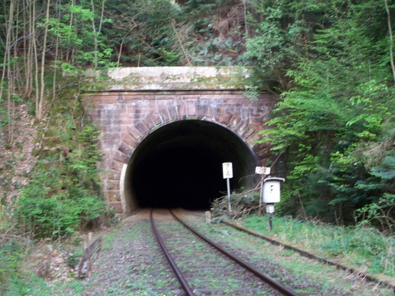 Nordportal des im Jahre 1874 erbauten Zelgenbergtunnels. Bei dem  560 Meter lange Tunnel wurde wie bei den anderen Tunnels und Brckenkpfen auf dieser Strecke der Einbau eines zweiten Gleises mit Vorgesehen. 