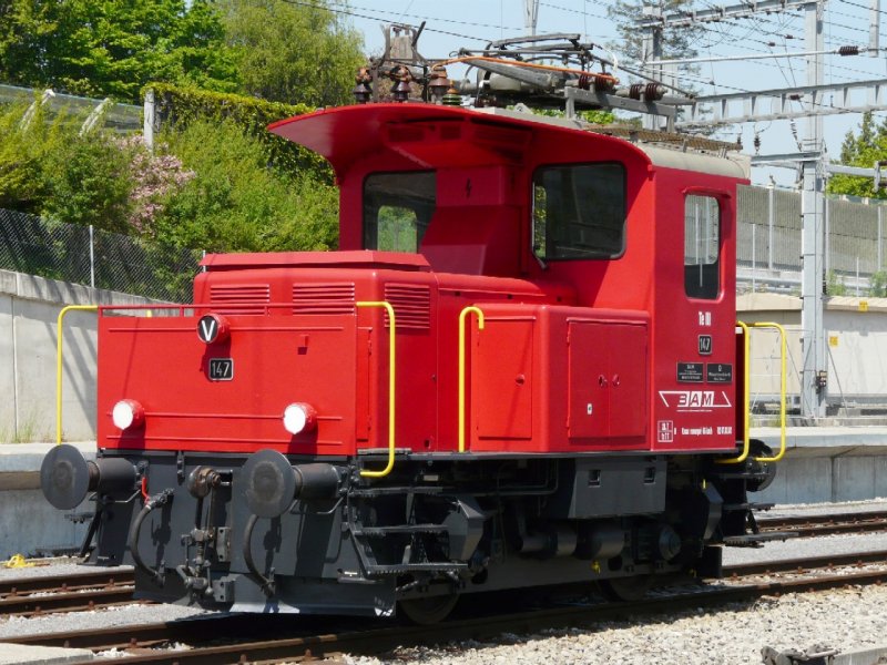 Normalspuriger Te 2/2 147 der BAM abgestellt im Bahnhofsareal von Morges am 07.05.2008