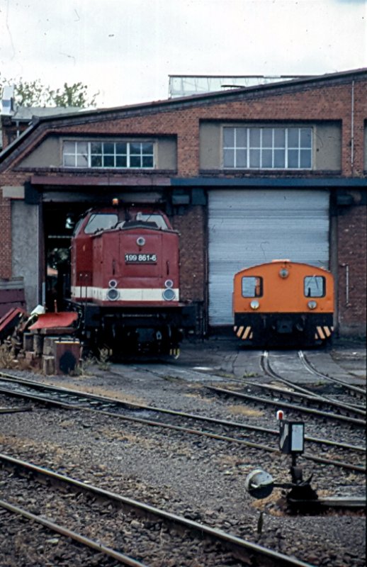 Normalspurtreffen auf der Schmalspurbahn. Im Bahnhof Wernigerode-Westerntor steht am 27.08.2007 ein Harzkamel neben einer Kf