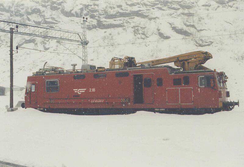 Oberleitungs-Baufahrzeug 2.18 im Mai 1996 in Myrdal