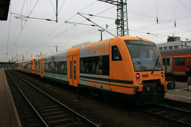 ODEG Sonderfahrt Potsdam <--> Hagenwerder am 10.12.2008 mit VT 650.58, VT 650.69 und VT 650.59 im Bahnhof Cottbus