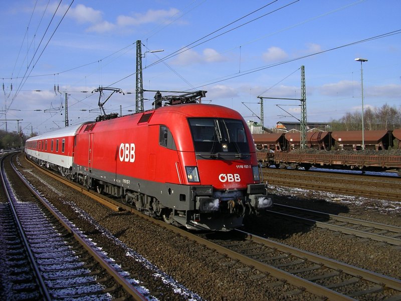 BB 1116 157-7 mit CNL 13364 erreicht in Krze Bochum Hbf.(23.03.2008)