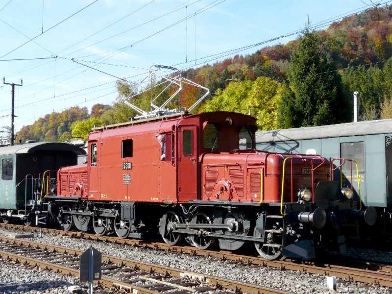 OeBB - Seetal Krokodil De 6/6  15301 mit Bi 510 unterweg bei der DVZO in Bauma am 11.100.2008