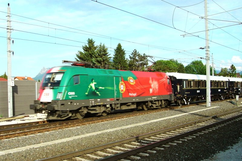 �BB-Taurus 1116 Euro-Lok Portugal unterwegs in Salzburg-Taxham mit Venice-Simplon-Express Mai 2008