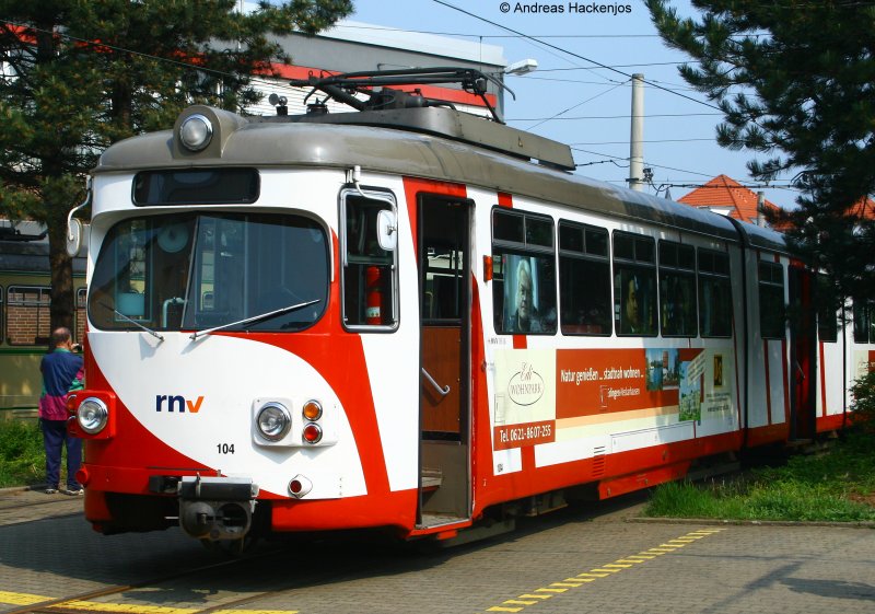 OEG 104  beim 100 jhrigen Jubilum Kfertal-Heddesheim in Kfertal im Betriebshof 2.5.09