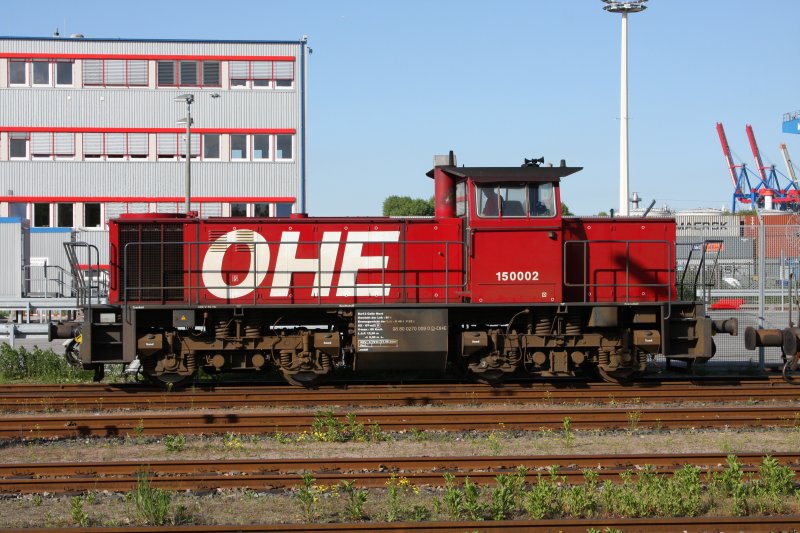 OHE 150001 mit der Nr. 98 89 0270 009 0 D-OHE in Waltershof.
MAK 1202 BB Bj. 1979