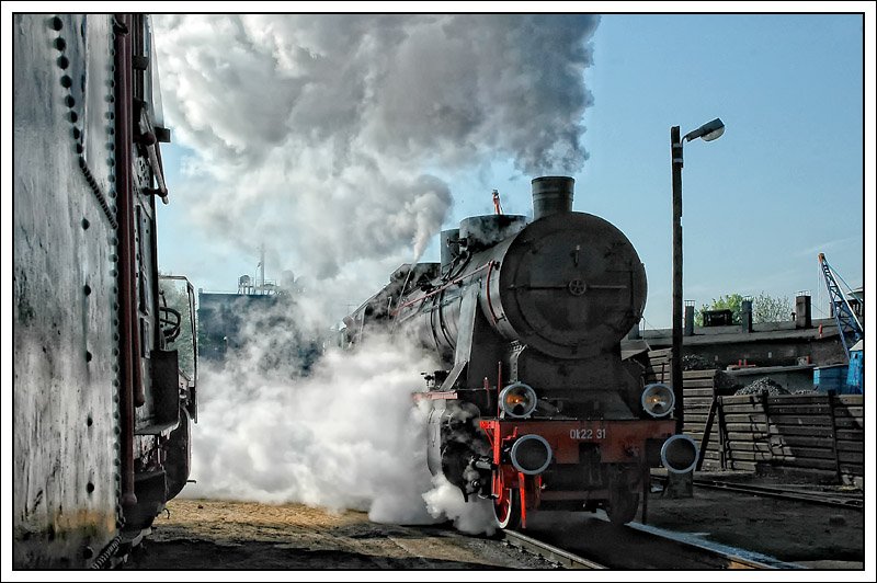 Ok22-31 am 2.5.2008 im BW Wolsztyn, einen Tag vor der gro�en Dampflokparade.