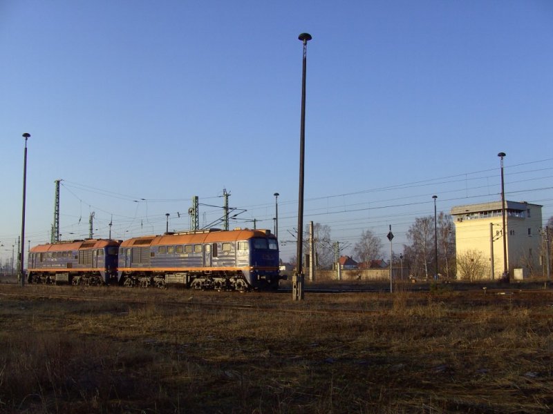 PCC M62-1690 und M62-1194 am Morgen des 10.03.2008 im DB Bahnhof Guben
