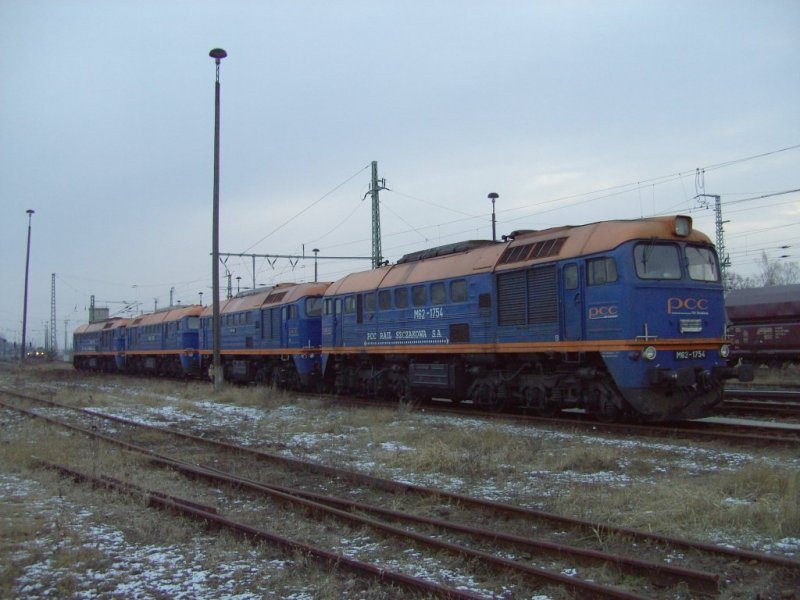 PCC M62 1754, 1690, 1536, 1726 am 05.01.2008 im DB Bahnhof Guben 