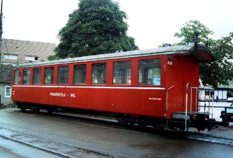 Personenwagen B 26 auf dem Bahnhofsareal von Frauenfeld im Aug.1984