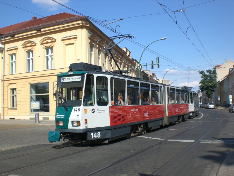 Potsdam: Straenbahnlinie 91 nach Bahnhof Pirschheide an der Haltestelle Luisenplatz−Sd/Park Sanssouci.