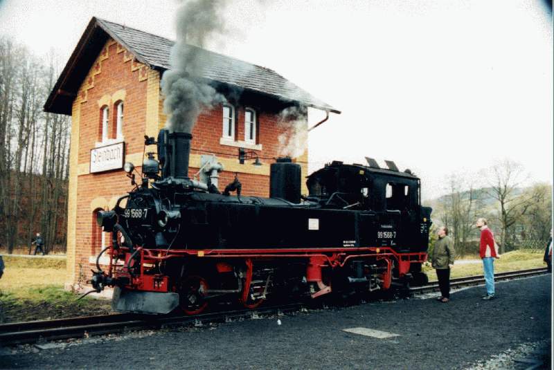 Prenitztalbahn: 99 1568-7 am Wasserhaus in Steinbach - Nicolausfahrten Dezember 2000