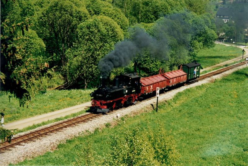 Prenitztalbahn: Gterzug zwischen Schmalzgrube und Schlssel - Mai 2001