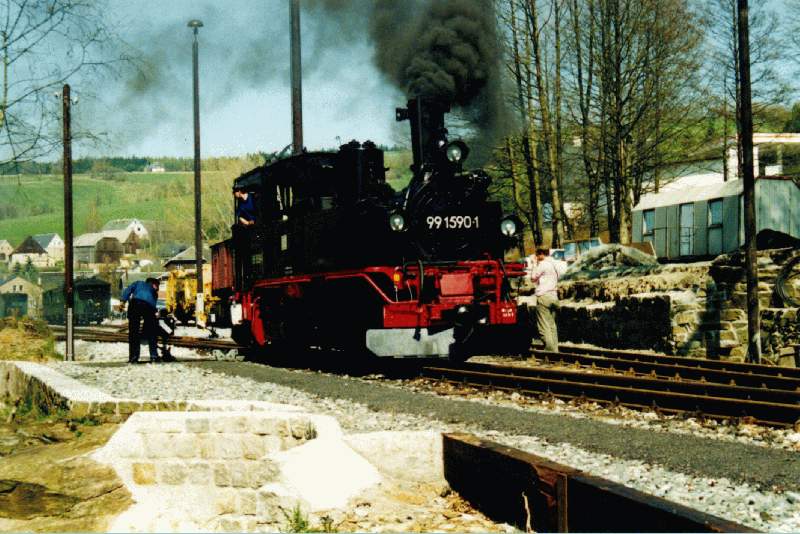 Prenitztalbahn: Rangierfahrt im Bahnhof Steinbach - Mai 2001