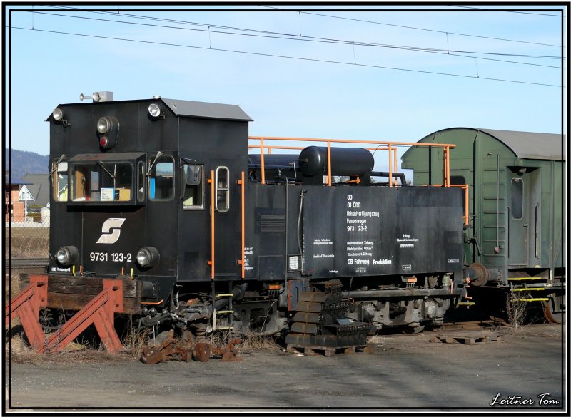 Pumpenwagen 9731 123 des Unkrautvertilgungszuges steht abgestellt im Oberbaustofflager in Zeltweg.
10.02.2007